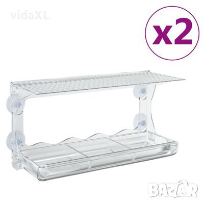 vidaXL Хранилки за птици за прозорец, 2 бр, акрил, 30x12x15 см(SKU:318304, снимка 1 - Други стоки за животни - 46254278