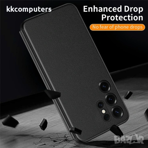 Smart View кожен калъф с прозорец и протектор за Samsung Galaxy S25+/Plus - четири цвята, снимка 7 - Калъфи, кейсове - 53410247