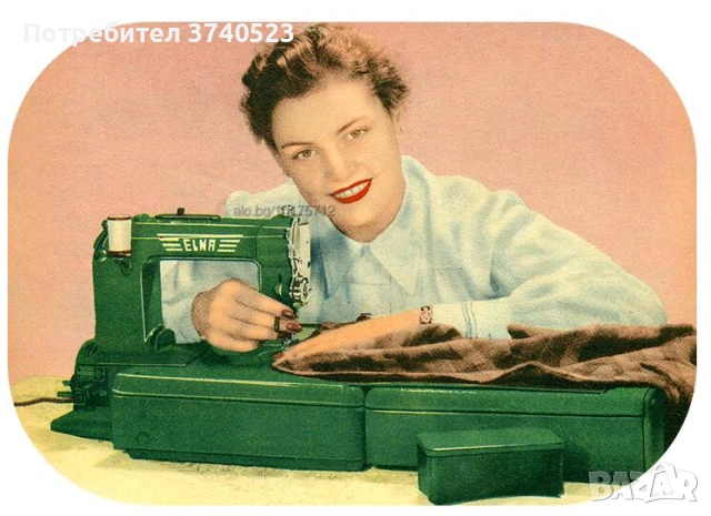 Колекционерска Винтидж 40-тe, Швейцарска Elna 1 Grasshopper шевна машина с куфар. Сервизирана., снимка 6 - Антикварни и старинни предмети - 54111389