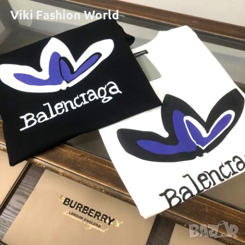 тениска Balenciaga модел 2024 г. унисекс модел,бели и черни тениски с надпис и лого