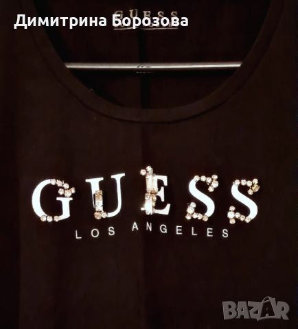 GUESS Тениска в Черно, снимка 2 - Тениски - 45082414