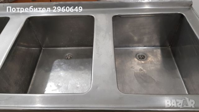 Професионална мивка с три корита неръждаема стомана с борд, снимка 4 - Обзавеждане на кухня - 45372590