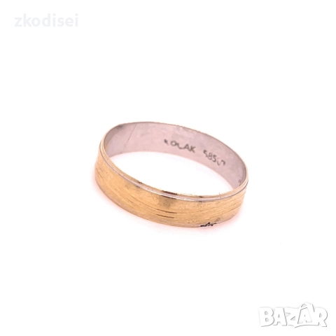 Златен пръстен брачна халка 2,33гр. размер:62 14кр. проба:585 модел:33106-2