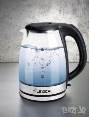 Електрическа стъклена кана за преваряване на  вода Lexical LEK-1407, снимка 5 - Кани - 45716273
