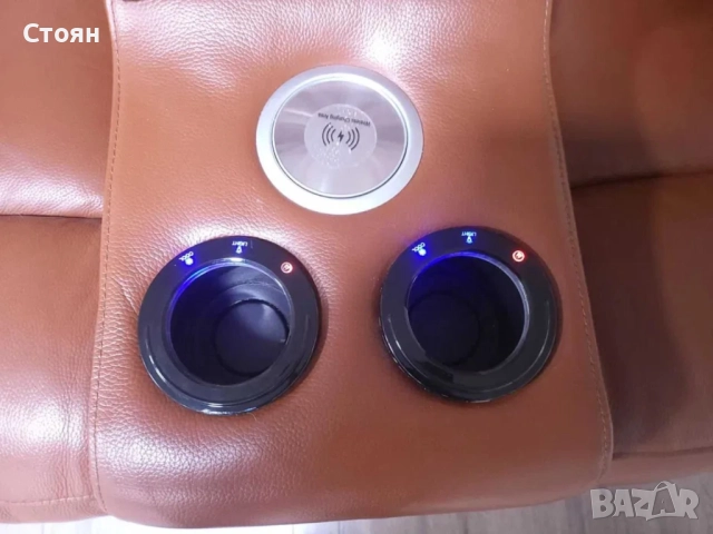 Кафяв кожен диван голяма двойка с електрически релаксиращ механизъм, снимка 10 - Дивани и мека мебел - 52825846