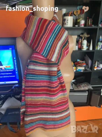 Пъстър шал вълна и ангора, снимка 3 - Шалове - 50219554