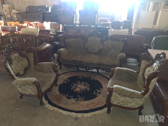 барокова холова гарнитура 3+1+1 внос от Европа, снимка 3 - Дивани и мека мебел - 50644857