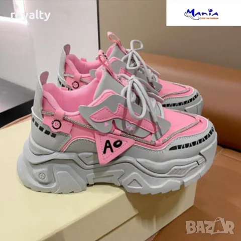 Дамски олекотени маратонки розово и сиво, снимка 2 - Маратонки - 49929694