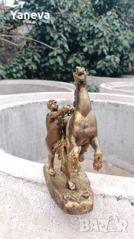 Метална , френска статуетка „Конете от Марли“ от скулптора Гийом Кусту. , снимка 5 - Статуетки - 54027811