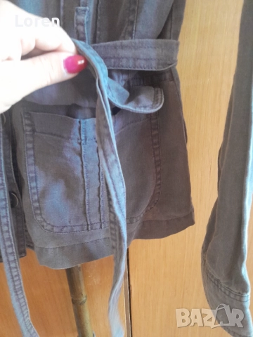 Дамско сиво сако с коланче, снимка 3 - Сака - 51497153