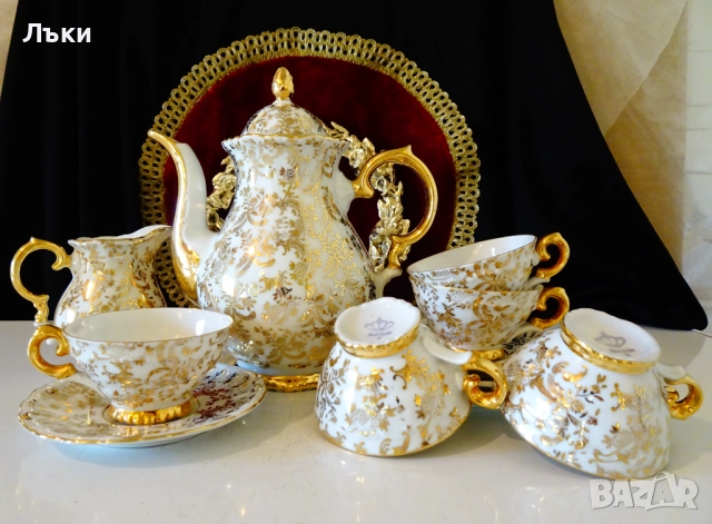 Кана баварски костен порцелан,злато,барок. , снимка 10 - Антикварни и старинни предмети - 52267225