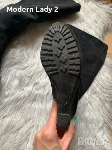 Велурени ботуши на платформа, снимка 3 - Дамски ботуши - 50999983