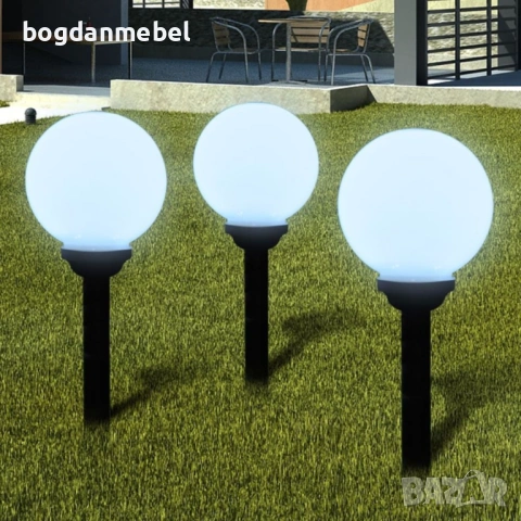 Соларни LED лампи - сфери за градината, 20 см. – 3 бр.