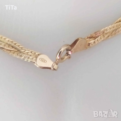 925  Сребърно Колие Позлатено, снимка 2 - Колиета, медальони, синджири - 52081418