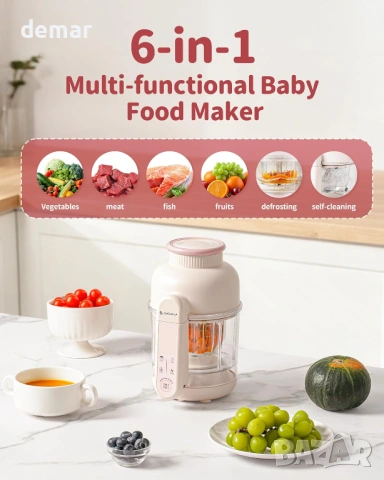 AMZCHEF 6-в-1 машина за бебешка храна, автоматично готвене на пара, снимка 4 - Прибори, съдове, шишета и биберони - 53382925