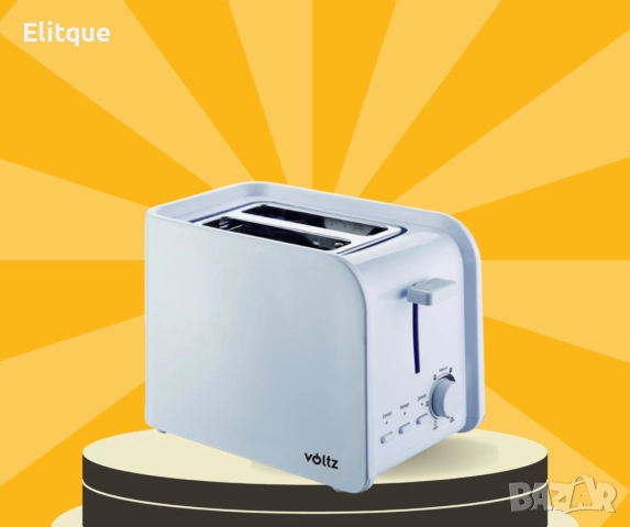 Тостер за хляб Voltz V51440E, 750W, 2 филийки, Бял, снимка 2 - Друга електроника - 52889151