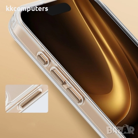 Силиконов кейс bSmart Clear Thin Magsafe, За iPhone 17 Pro (6.3), Златен и Протектор, снимка 6 - Резервни части за телефони - 52490932