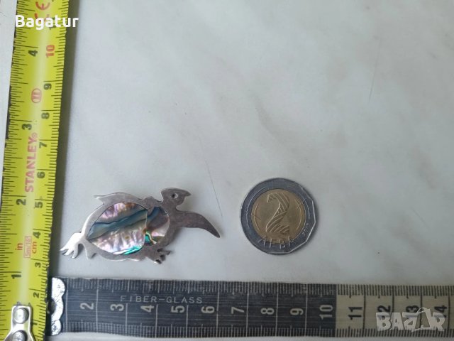 Костенурка Ретро брошка,кралски седеф,абалон,маркирана, снимка 6 - Други - 51106994