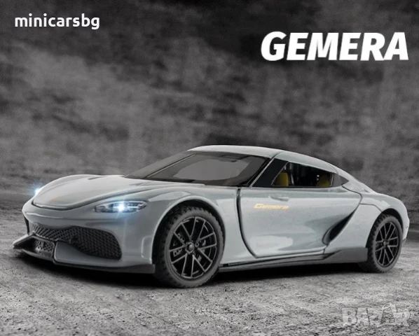 Koenigsegg Gemera 1:32 Сив – метална количка със светлини и звук, снимка 2 - Колекции - 51195072