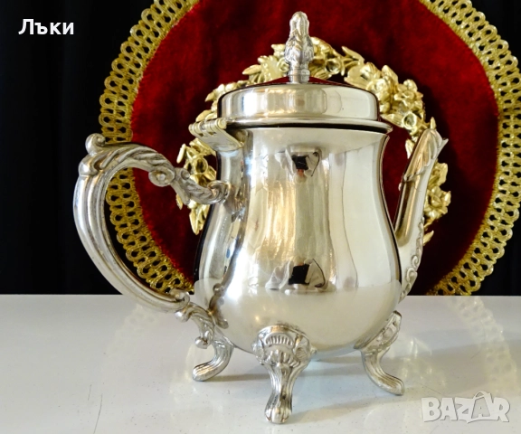 Викторианска посребрена кана за кафе,ракия. , снимка 3 - Антикварни и старинни предмети - 52504403