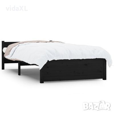vidaXL Рамка за легло черна масивно дърво 75x190 см Small Single*SKU:815008
