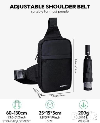 Водоустойчива слинг чанта за през рамо. Мини раница WATERFLY, снимка 4 - Раници - 52384542