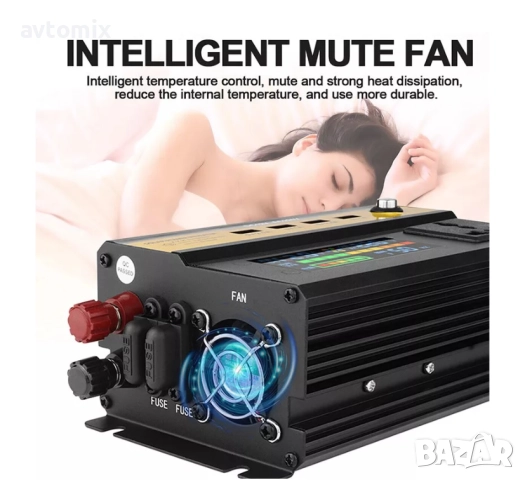 Инвертор преобразувател на напрежение с цифров дисплей от 12V на 220V 1000W, снимка 4 - Аксесоари и консумативи - 52519926