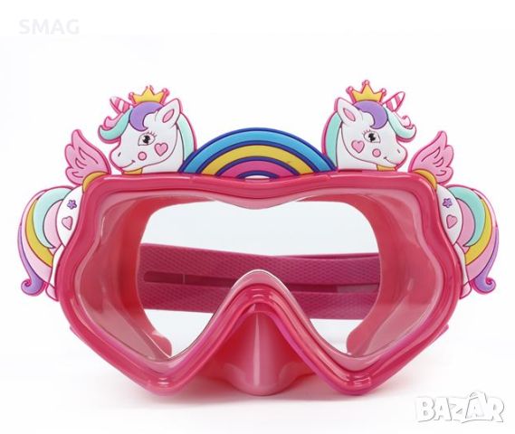 Детска розова морска маска за плуване с Еднорози Unicorn 6-12 години, снимка 1 - Водни спортове - 46281421