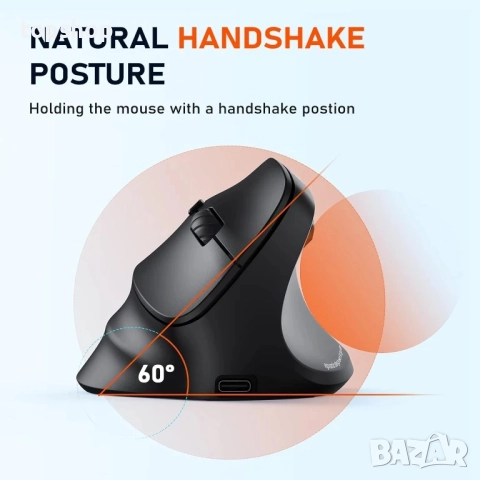 Нова MEETION BTM010R Ергономична мишка, Безжична с RGB подсветка, Презареждаща се Bluetooth 5.2..., снимка 2 - Клавиатури и мишки - 51572481