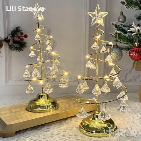 Акумулаторна нощна лампа LED нощна лампа коледна елха с ефект от диаманти., снимка 2 - Декорация за дома - 52597263