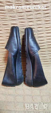 Дамски обувки,черна естествена кожа, цяла платформа, стелка 25,5 см, като нови, снимка 2 - Маратонки - 53814453