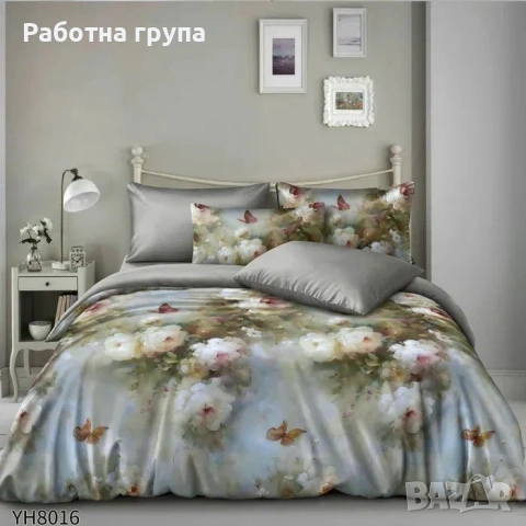 Флоралени десени от памучен сатен с ластик , снимка 5 - Спално бельо - 54072789