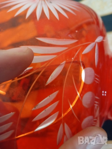 Стъклена купа тип бохемия, снимка 4 - Антикварни и старинни предмети - 52446233