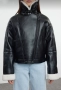 Ново модерно кожено яке с пухкава яка и ръкави, снимка 6