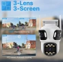 Тройна Външна WiFi Камера 9MP с три лещи IP66, iCsee , снимка 1