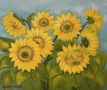 "Слънчогледи", авторска картина с маслени бои, снимка 1 - Картини - 45994952