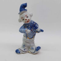 Порцеланова фигура - Клоун с цигулка, ръчно рисувана, снимка 1 - Колекции - 45001795