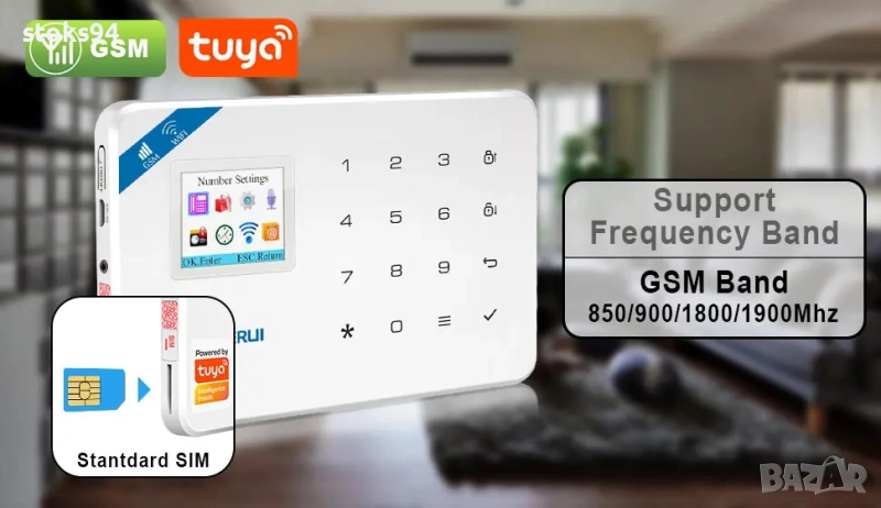 Монтаж на Gsm&WiFi компактна аларма. Известия и позвънява на телефон. Безжичен SOS бутон и звънец, снимка 1