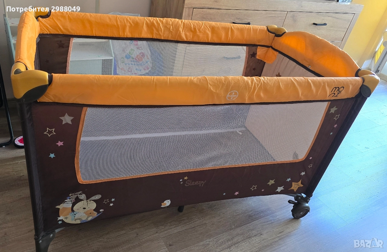 Детска кошара Moni Sleepy оранжево с кафяво., снимка 1