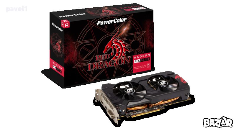 Видеокарта powercolor red dragon rx 570 4gb, снимка 1