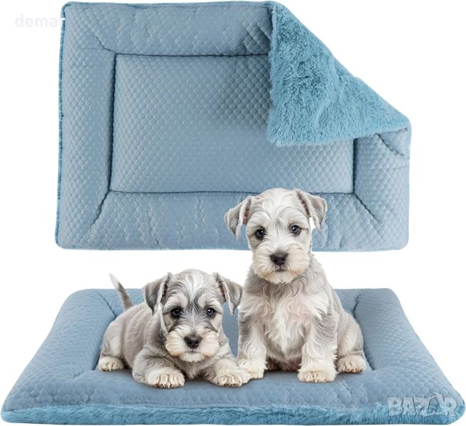 BVAGSS Мека постелка за легла за кучета, миеща се, за малки и средни кучета XH080, 76x50 см, синьо, снимка 1