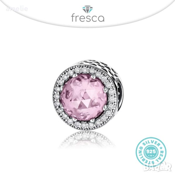 Талисман Fresca по модел тип Пандора сребро проба 925 Pandora Radiant Pink. Колекция Amélie, снимка 1