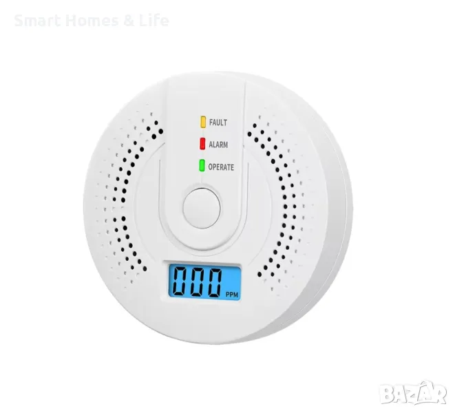 Безжичен алармен сензор за газ и въглероден оксид с LCD дисплей, снимка 1