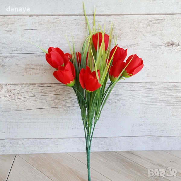 2858 Изкуствени цветя букет от лалета, 30см, снимка 1