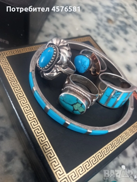 тюркоаз и сребро маркировки 925, снимка 1