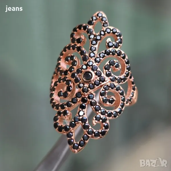 Сребърен пръстен 925 с розово покритие 17547, снимка 1