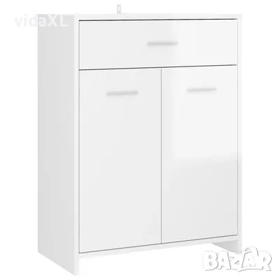 vidaXL Шкаф за баня, бял гланц, 60x33x80 см, ПДЧ(SKU:805030, снимка 1