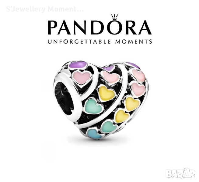 Талисман Пандора Rainbow Heart Charm, снимка 1