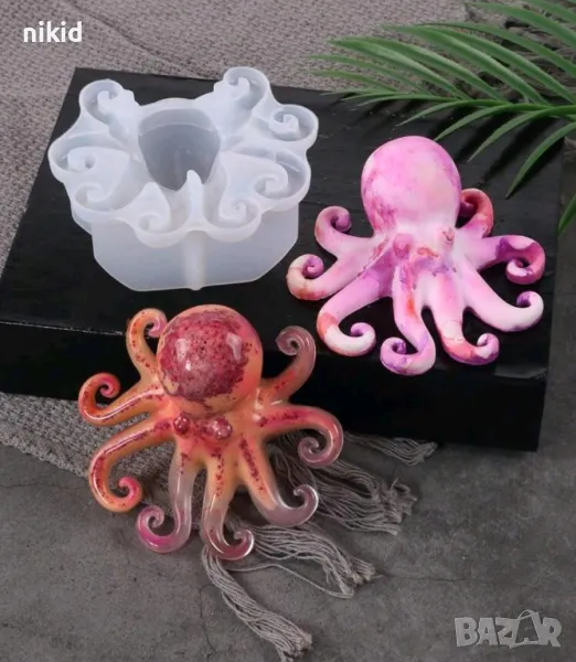3D Октопод медуза силиконов молд форма фондан шоколад гипс смола свещ сапун декор, снимка 1