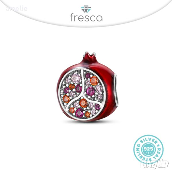 Талисман Fresca по модел тип Пандора сребро 925 Pandora Pomegranate Charm. Колекция Amélie, снимка 1